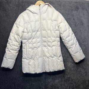 Calvin Klein White Puffer Coat Duck Down Filled Padded Quilted Hooded Jacket XS